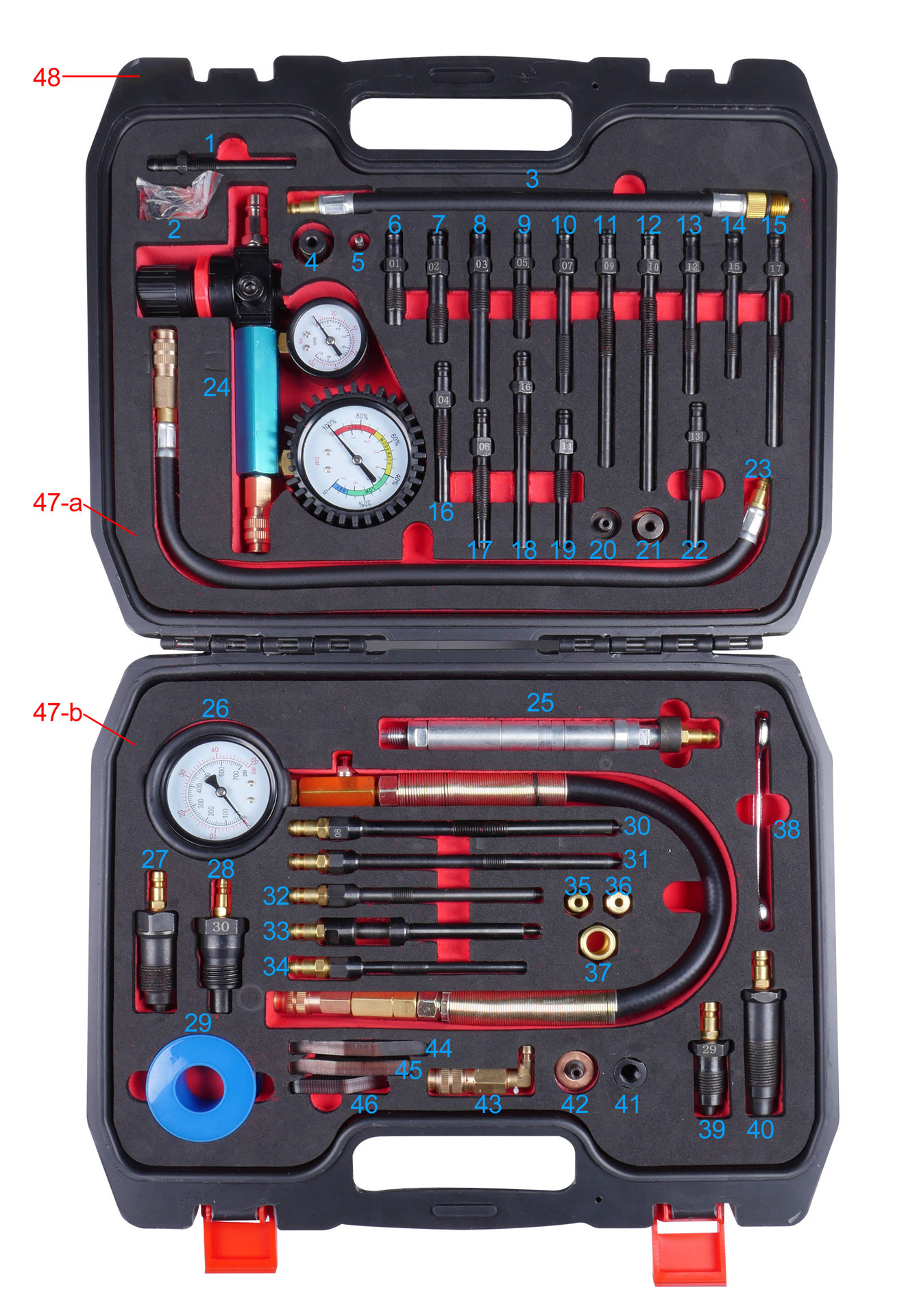 厂家直供汽车维修46件套套装碳钢套筒工具测压工具套装