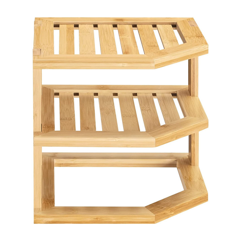 竹制收纳架厨房木质盘碟整理架橱柜架浴室拐角多层桌面置物架定制