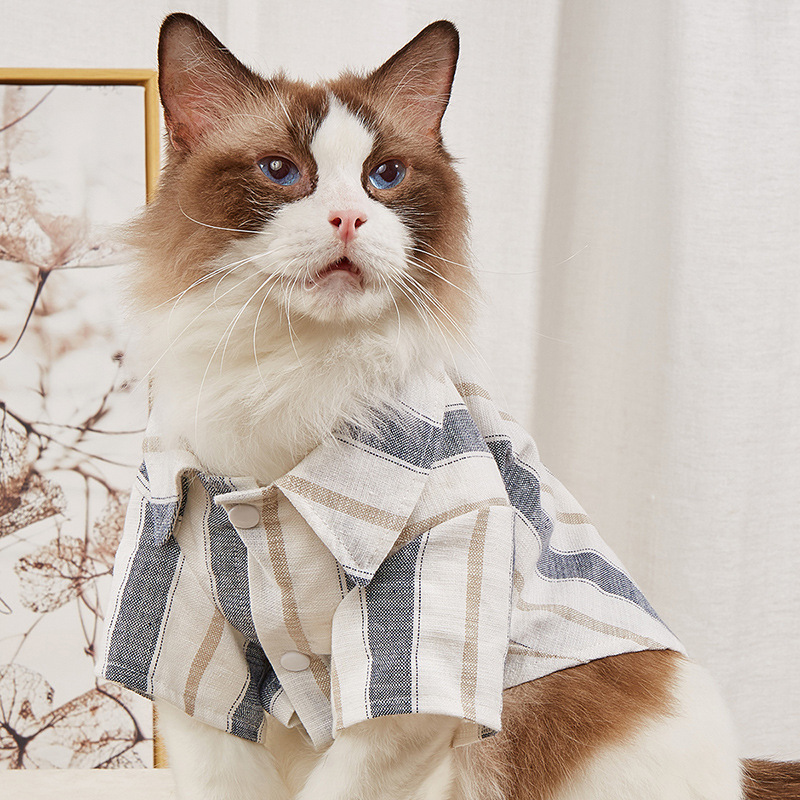 宠物衬衫 条纹猫猫衣服 狗狗衣服