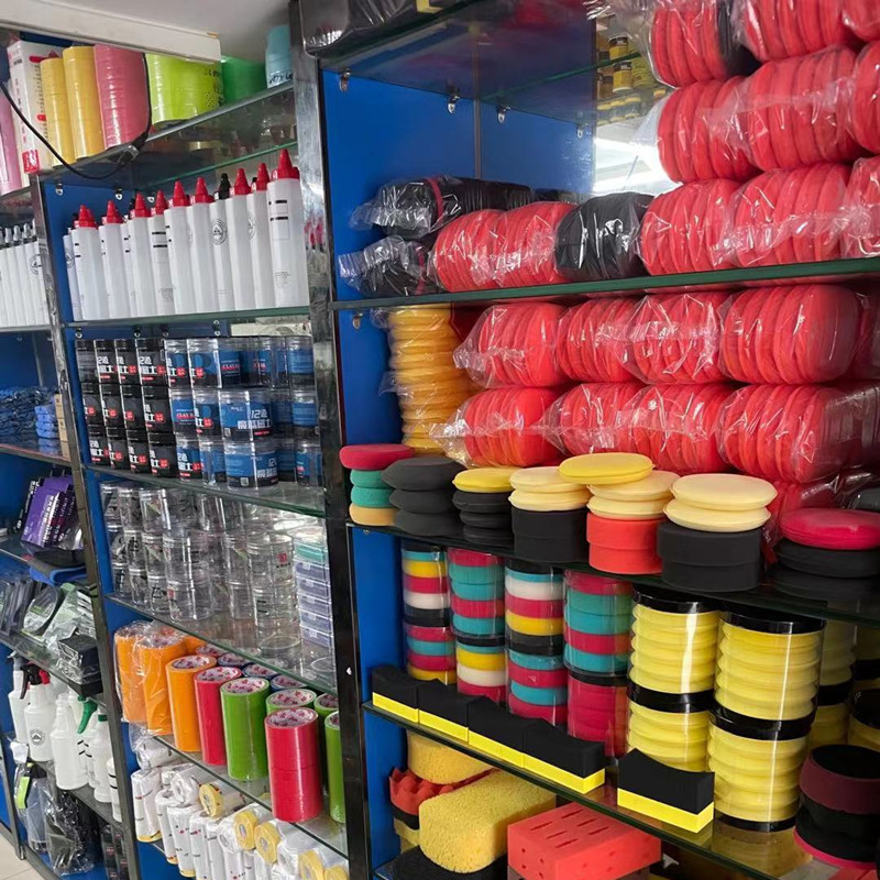 汽车美容DA抛光机汽车漆面打磨自粘式斜边平面海绵抛光盘研磨中