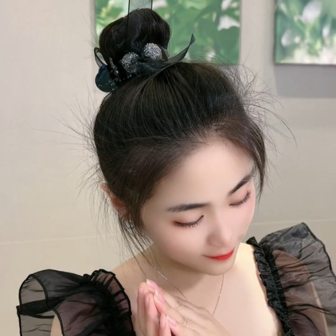 蝴蝶结水钻马尾夹