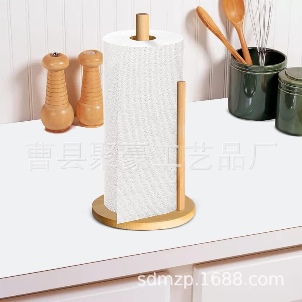 竹制纸巾架厨房餐厅立式木质卷纸架收纳架保鲜膜架懒人抹布支架