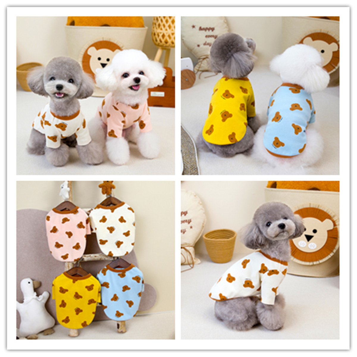 24四色印花熊两腿T恤