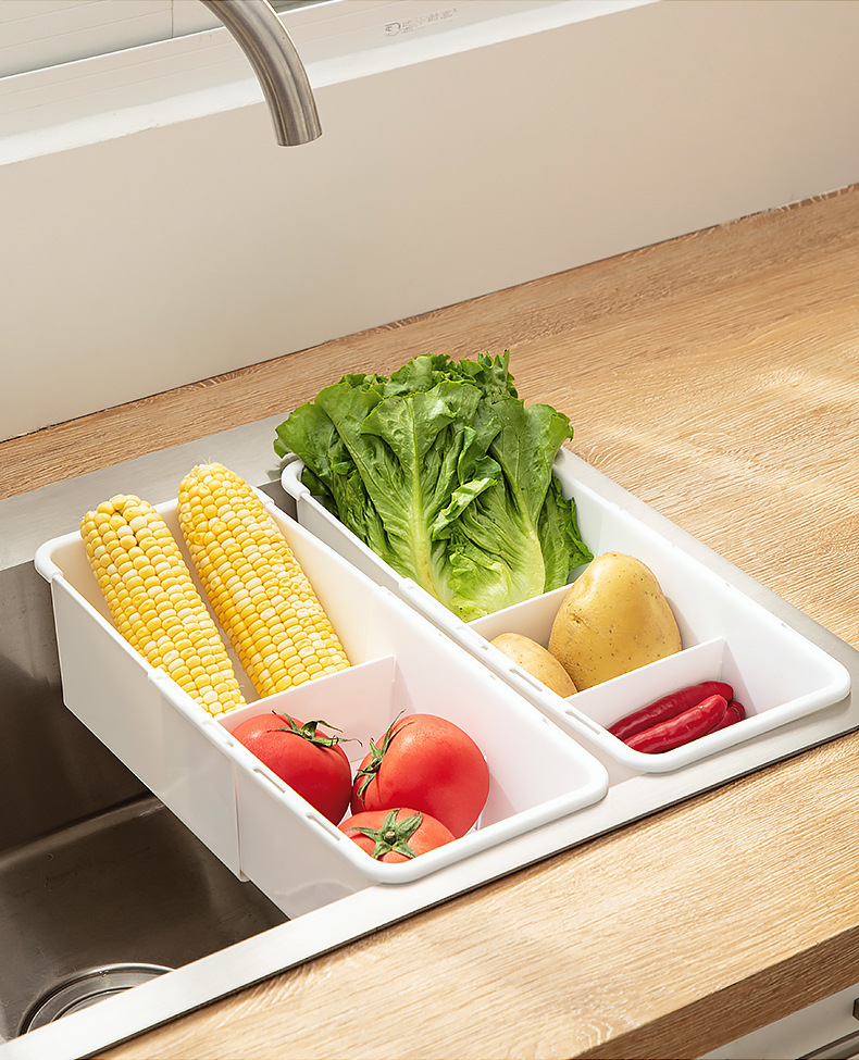 橱柜杂物长条储物盒调味用品塑料调料盒窄长型冰箱分格