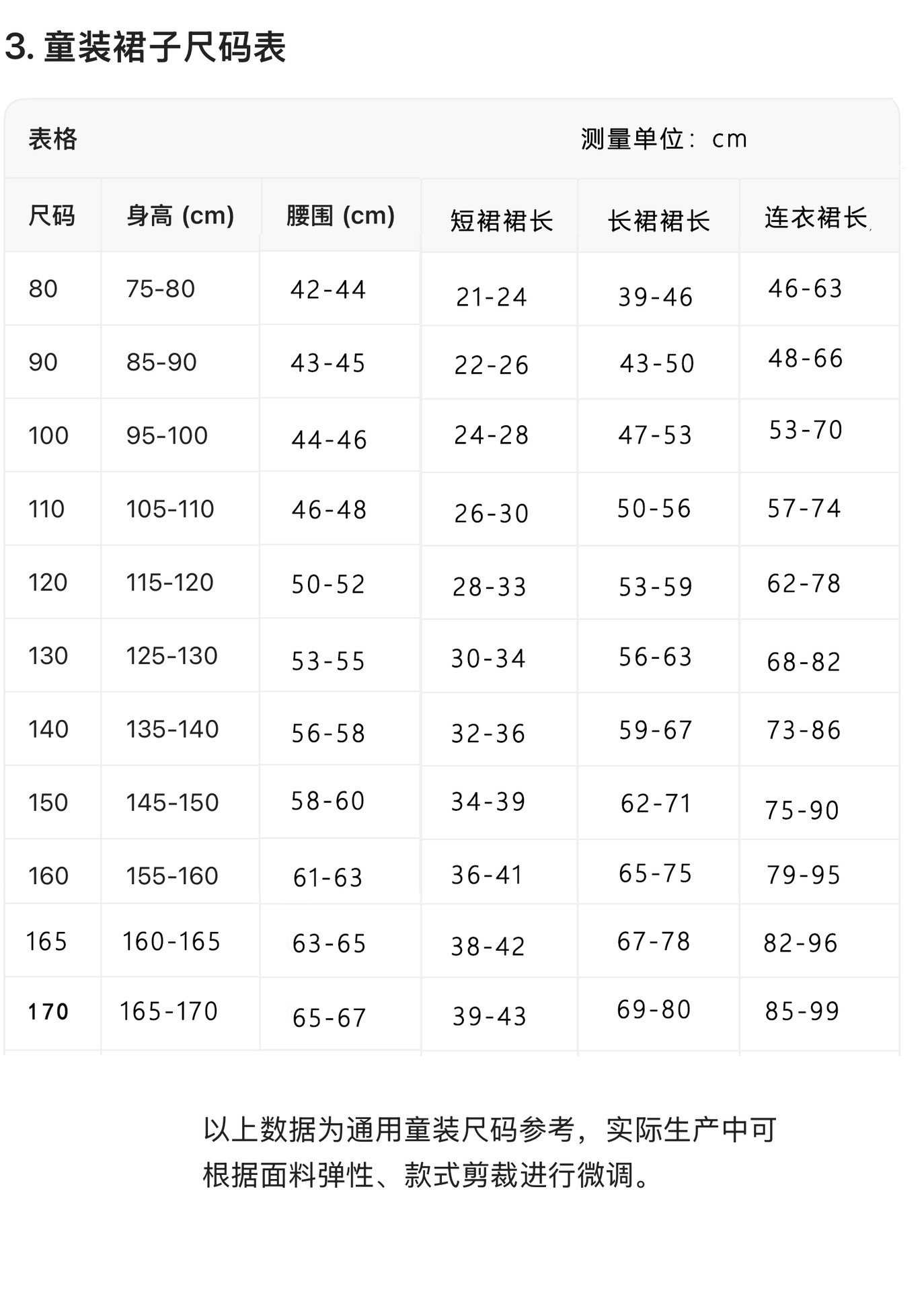 3裙子尺码（新）