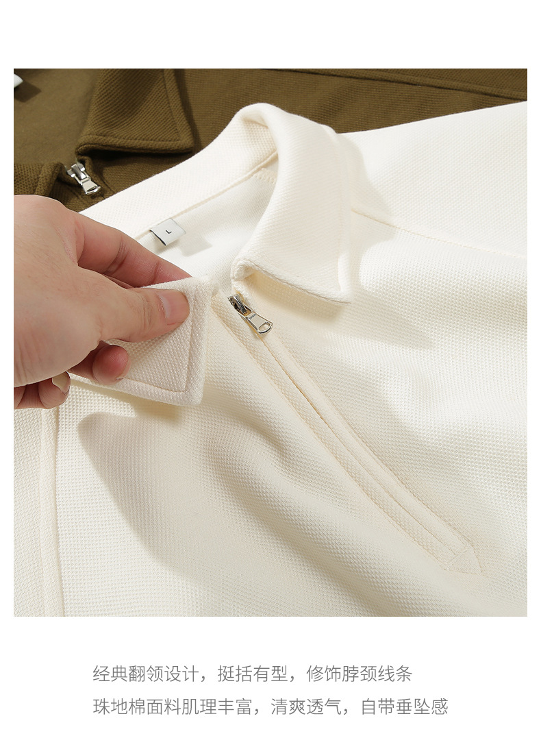 登爵男装美式220g珠地棉Polo衫短袖男夏季翻领五分袖半拉