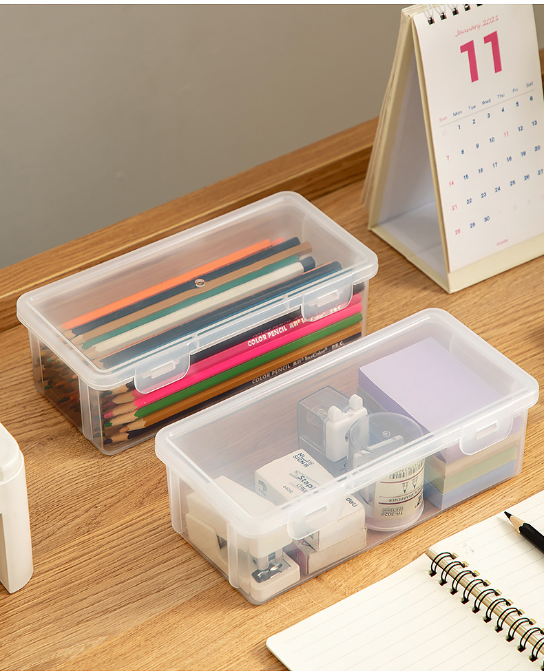 书桌盒子收纳盒全透明铅笔马克笔文具收纳盒办公桌钥匙