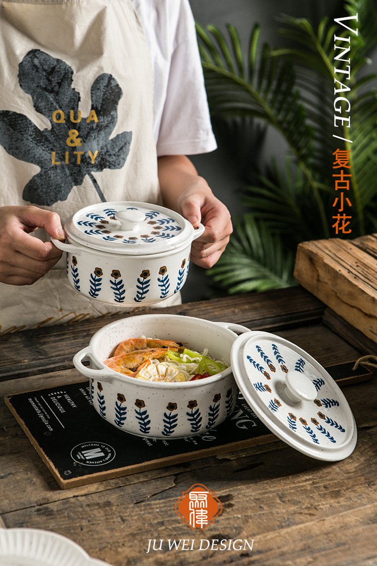 复古小花粗陶餐具