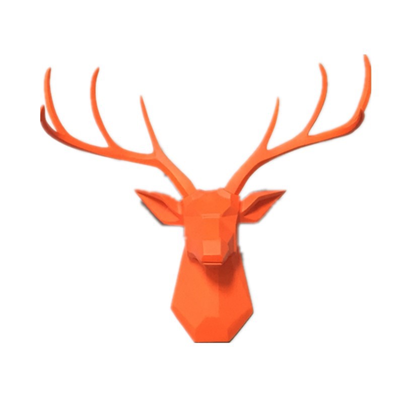 59木刻鹿桔色白底