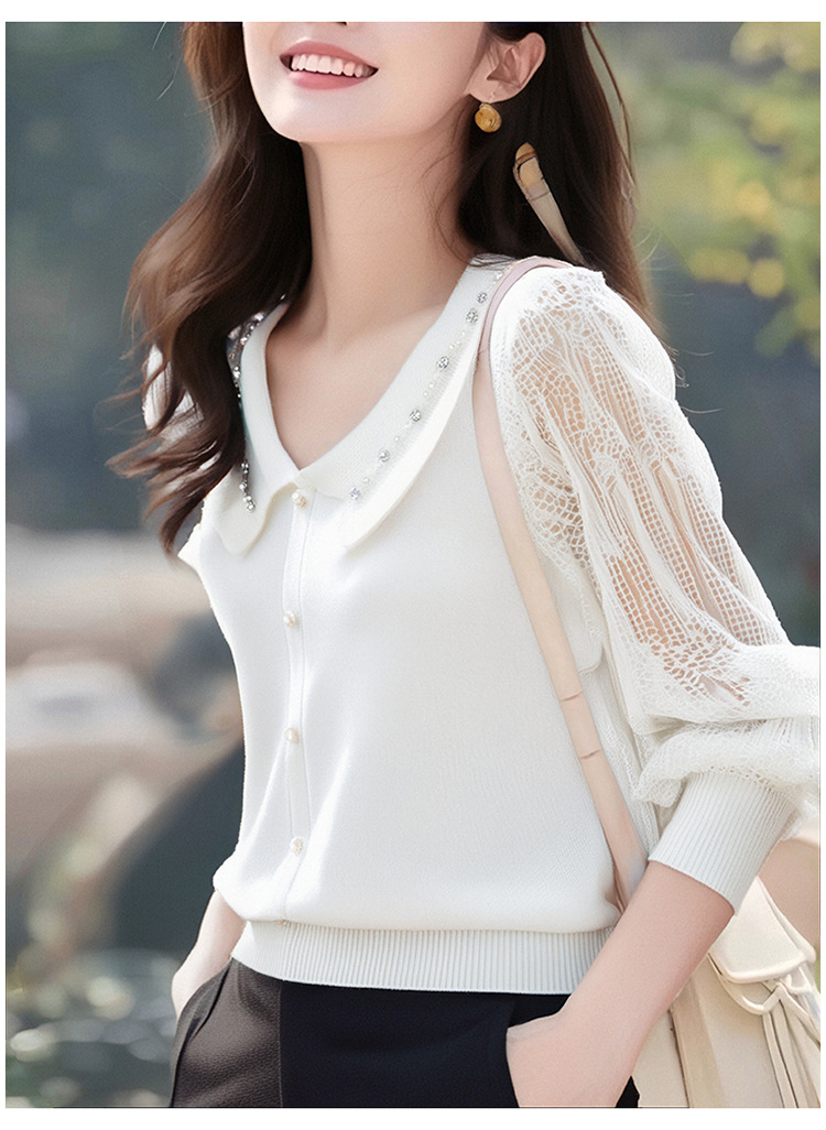 商品详情图_实拍！实拍！有大图！2025秋冬新V领针织上衣蕾