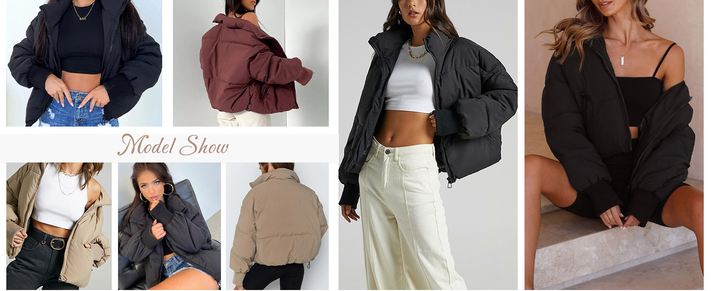 Women's Puffer Jacket Long Sleeve Full Zip Lightweight Quilted Coat