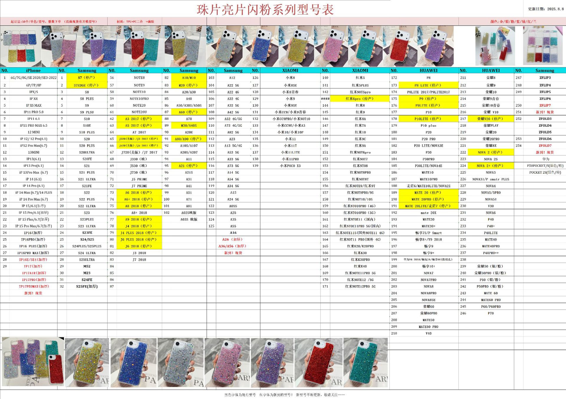 闪粉亮片型号表