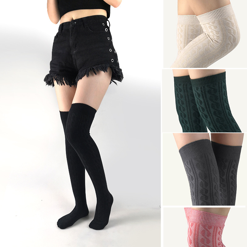 麻花针织高筒袜-801