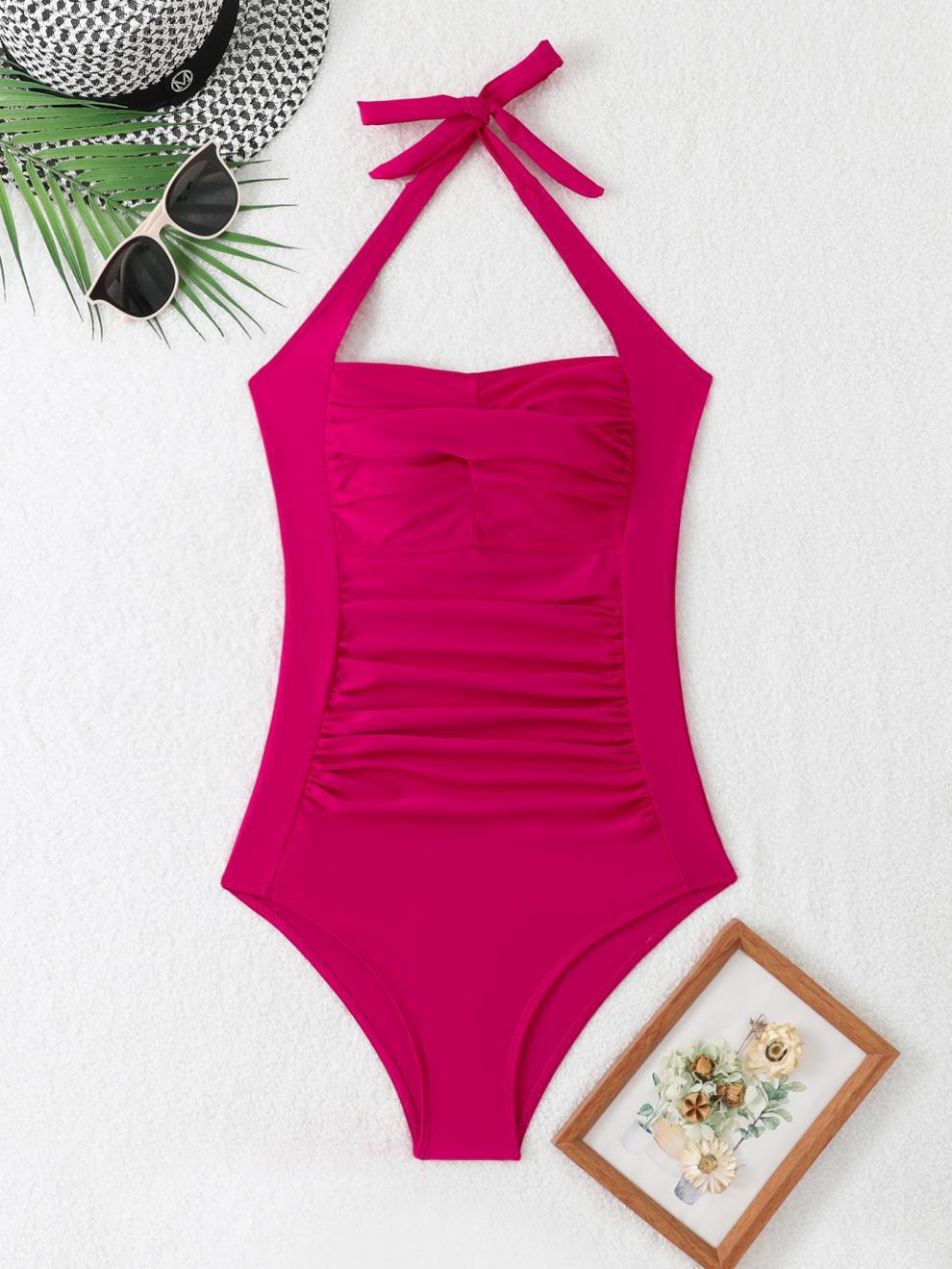 商品详情图_25亚马逊爆款露背连体比基尼褶皱复古欧美时尚性感