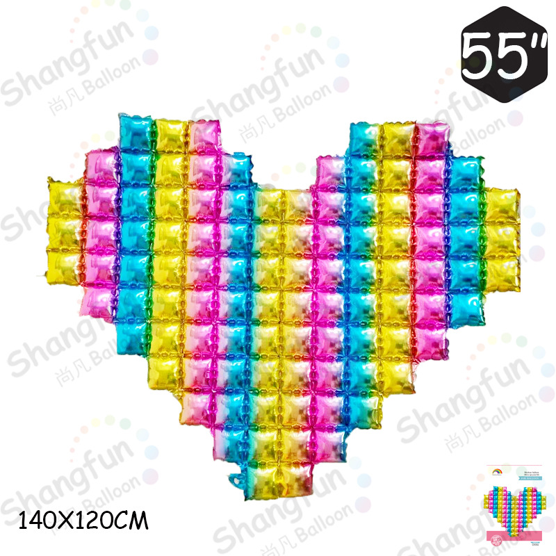 方块爱心背景墙彩虹渐变色1