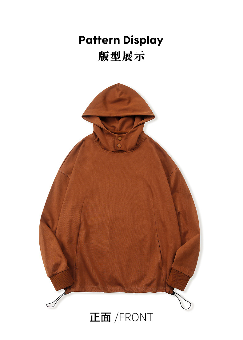 登爵男装 秋冬新款连帽卫衣320g斜纹双面棉金属扣防风帽潮牌