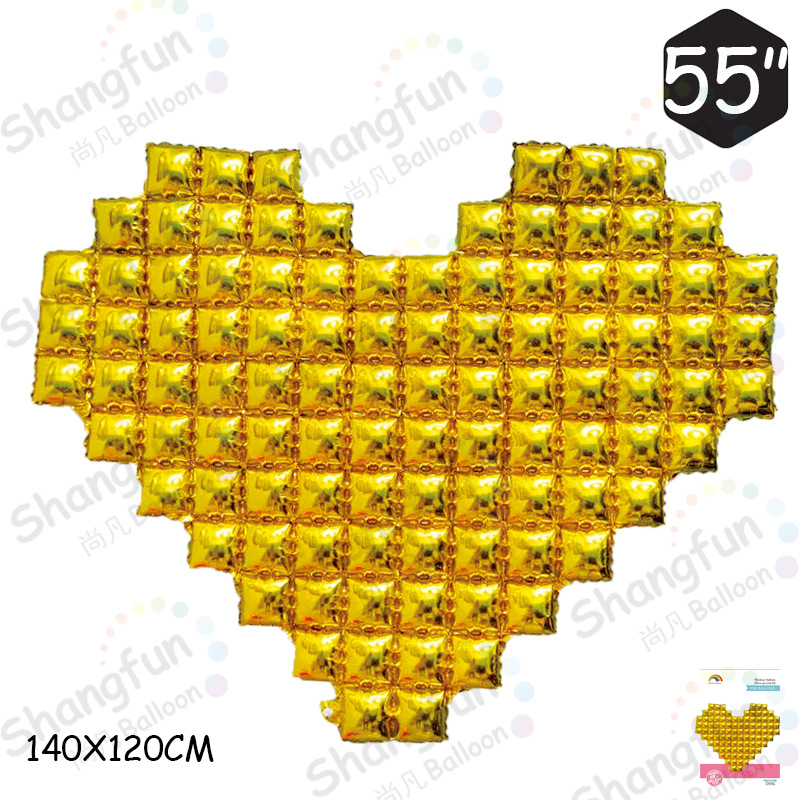 方块爱心背景墙金色