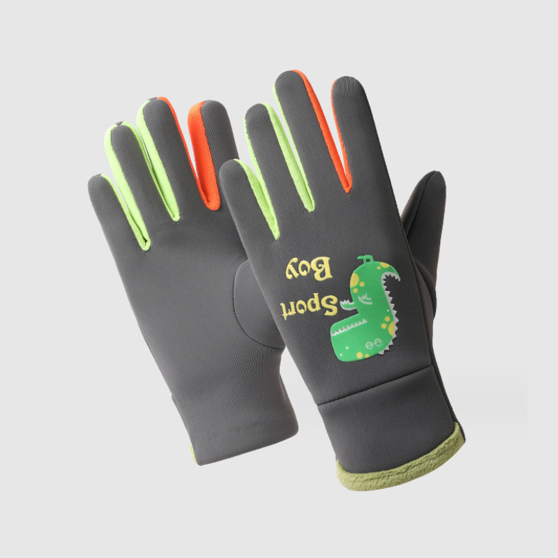 LZ儿童恐龙防水保暖手套深灰色2