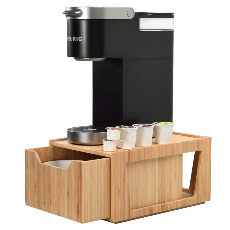 竹木抽拉式收纳盒厨房桌面竹木土豆洋葱整理盒木质咖啡胶囊收纳盒