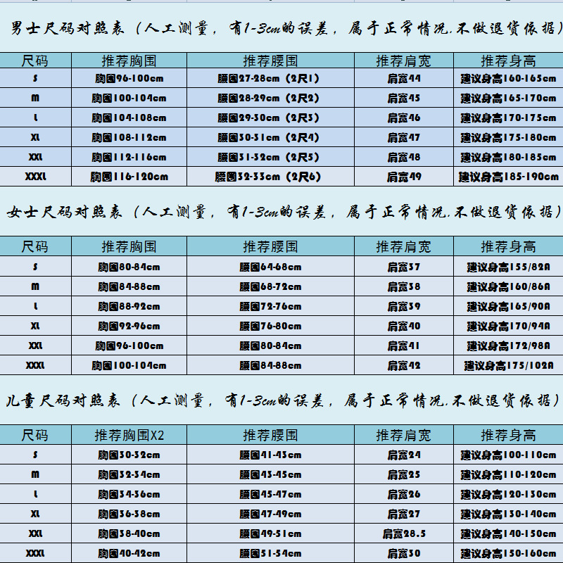 尺寸表