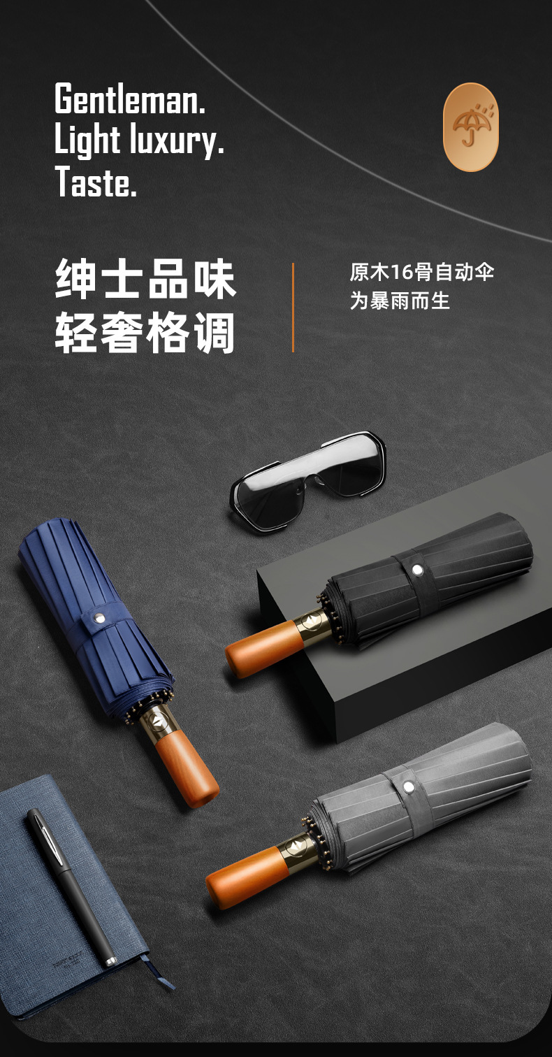 批发24骨全自动雨伞木详情图01