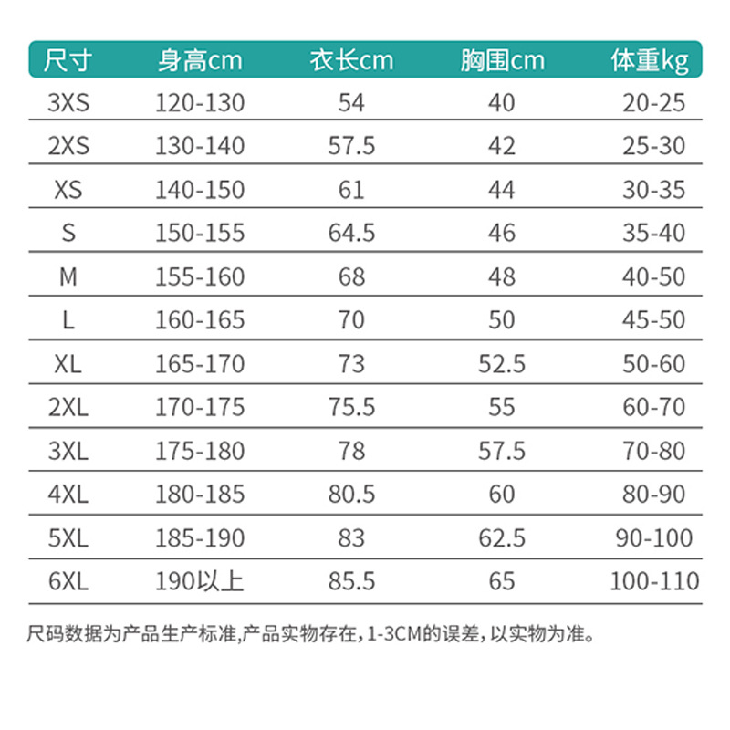 尺码表1