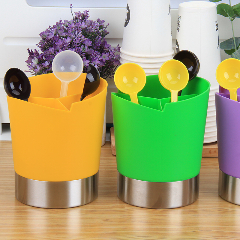 三格加厚塑料吸管桶奶茶店吸管桶家用筷子收纳筒吧台分类