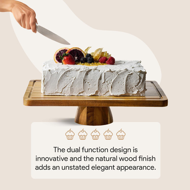 相思木蛋糕托盘甜品展示高脚餐盘摆台架木制透明盖实木甜品托盘