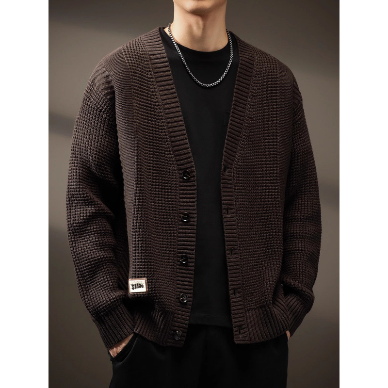 柜台货高端纹理感提花针织衫开衫外套男士毛衣秋冬款休闲外穿上衣