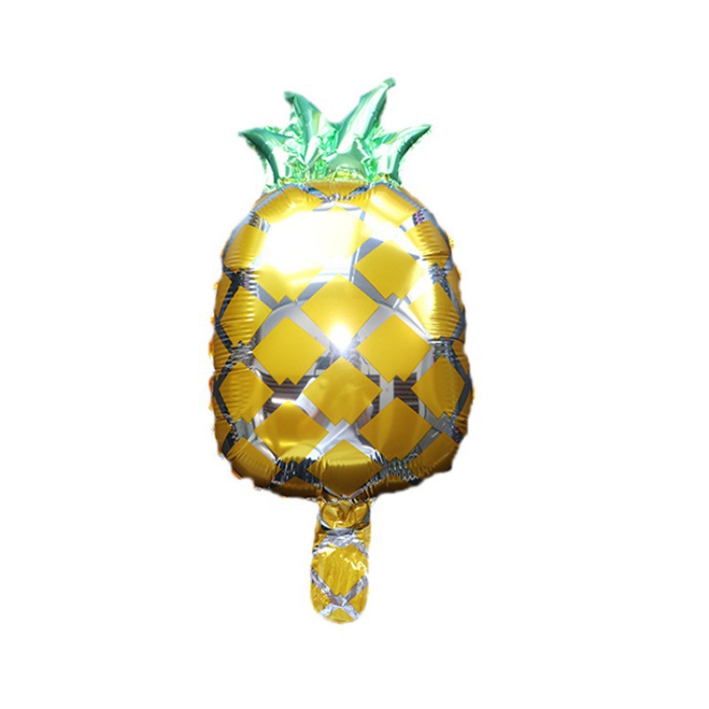 夏威夷主题派对草莓西瓜菠萝橙子造型水果气球生日铝膜气球批发_