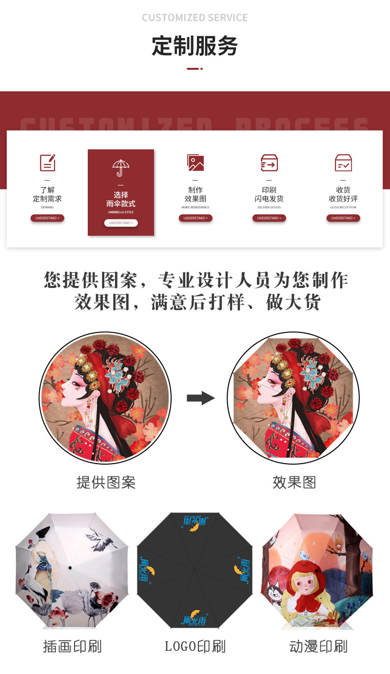 数码印花雨伞 雨伞批发 雨伞大量批