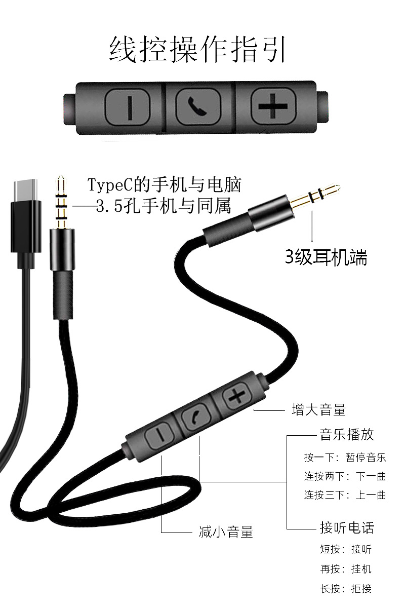 九龙云传导气传感有线耳机