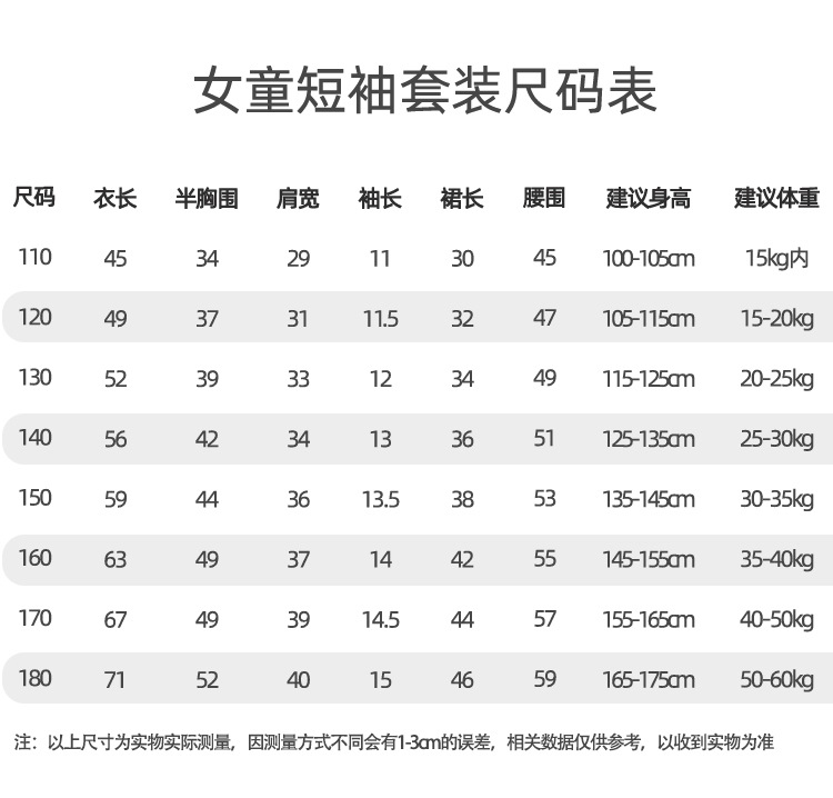 演出服女童短袖尺码