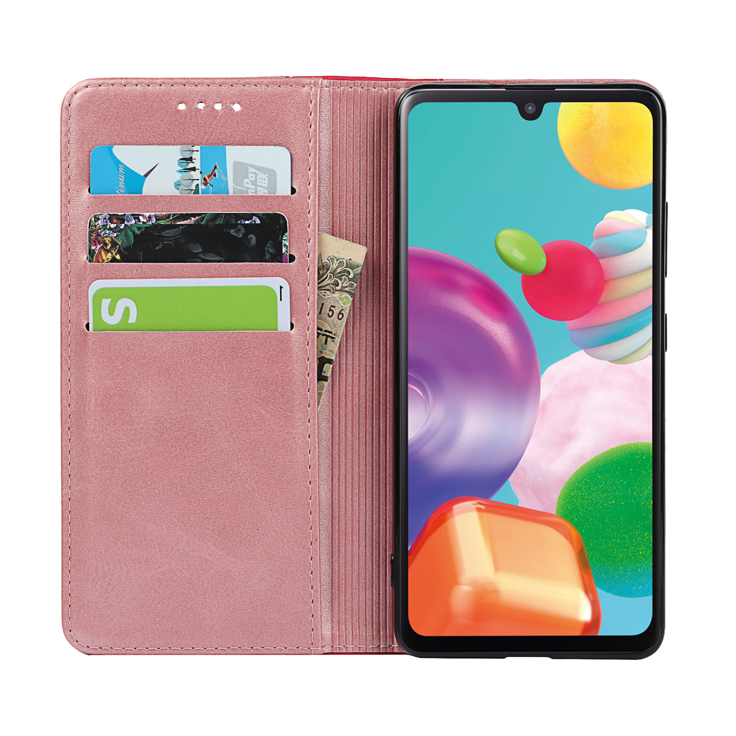 三星A41 日版 拼色小牛纹强磁皮套