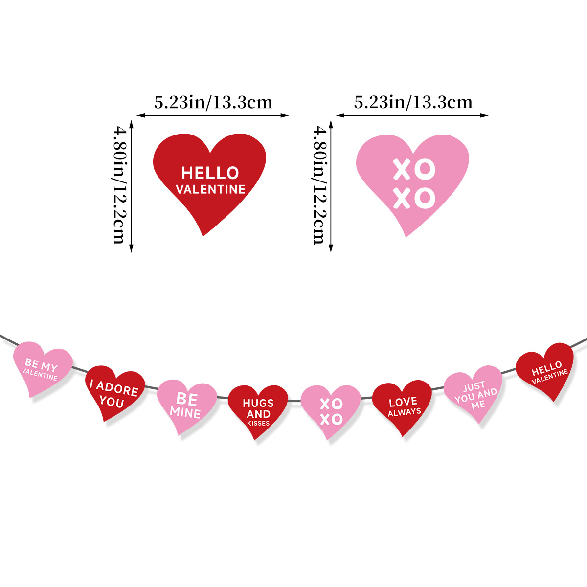 XOXO 红+粉爱心拉花尺寸