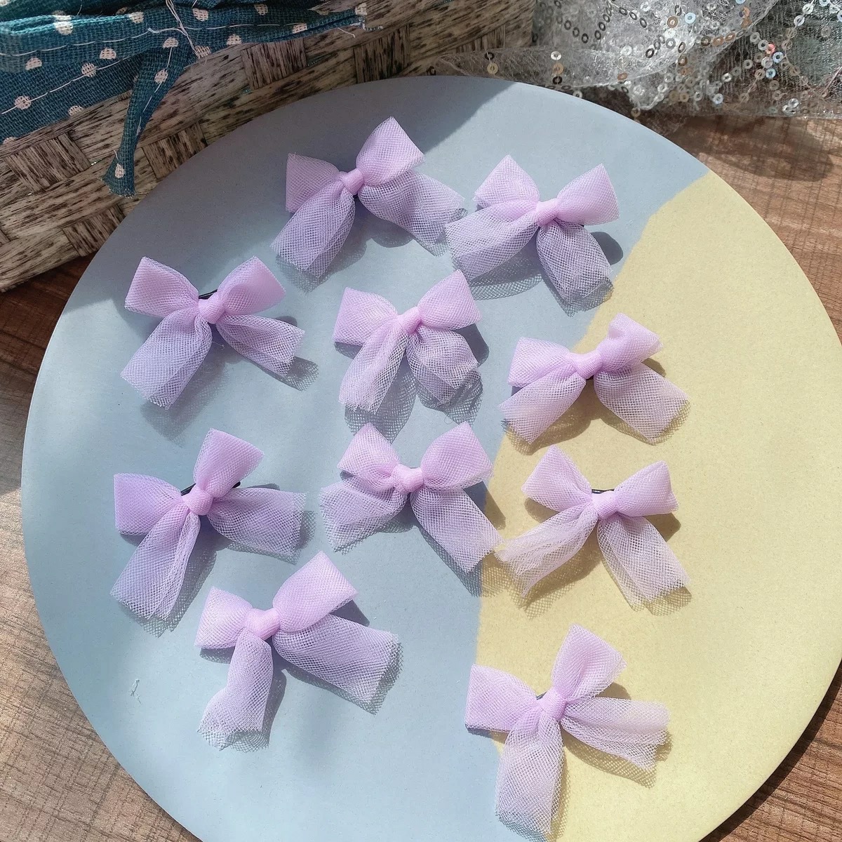 10个装~网纱蝴蝶结发夹