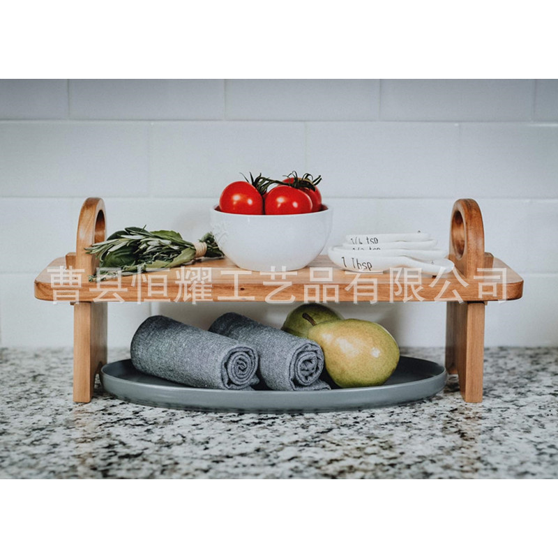 相思木甜品置物架 厨房桌面调味品收纳架 实木上菜板可拆卸水果