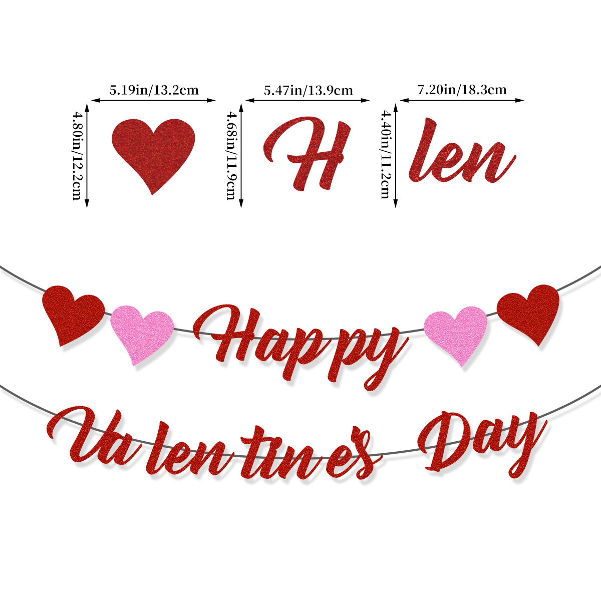 happy 红+粉爱心拉花尺寸