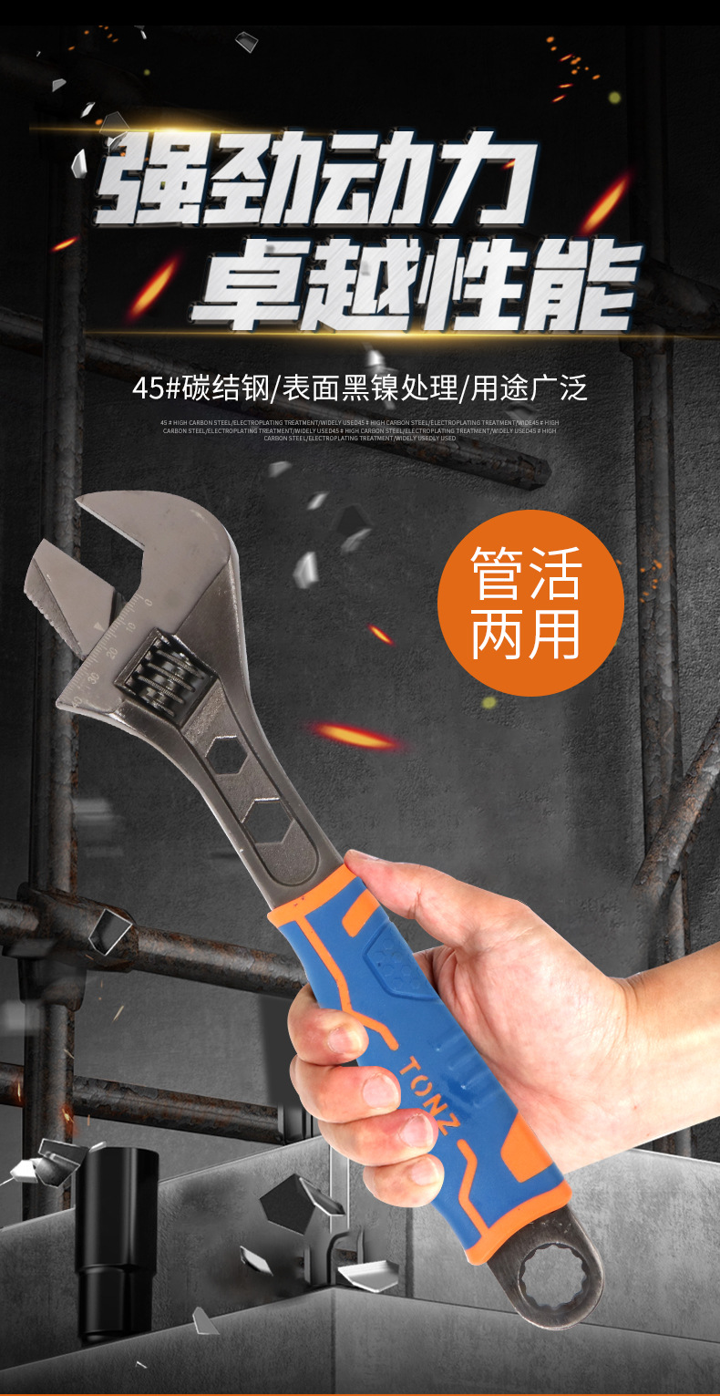 新型套塑柄两用活扳手