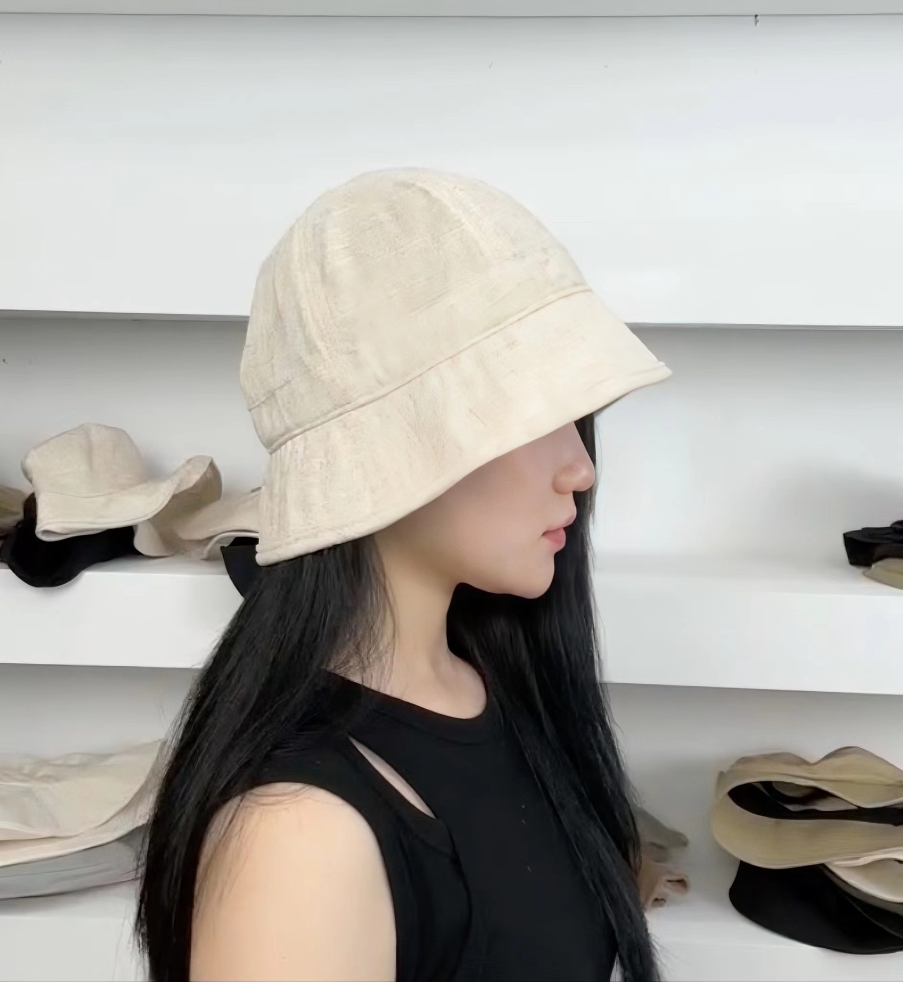 YF126-亚麻圆顶小檐盆帽