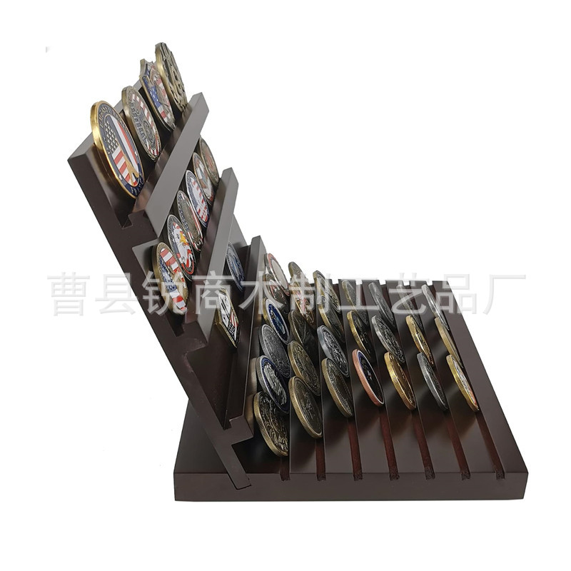 松木硬币展示架纪念币收藏架勋章收纳架硬币支架桌面置物架BSC