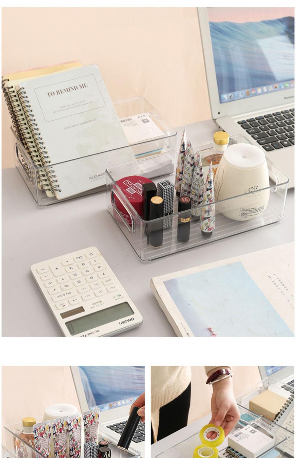 桌面收纳盒透明化妆品面膜整理盒亚克力零食筐家用厨房杂物储物盒