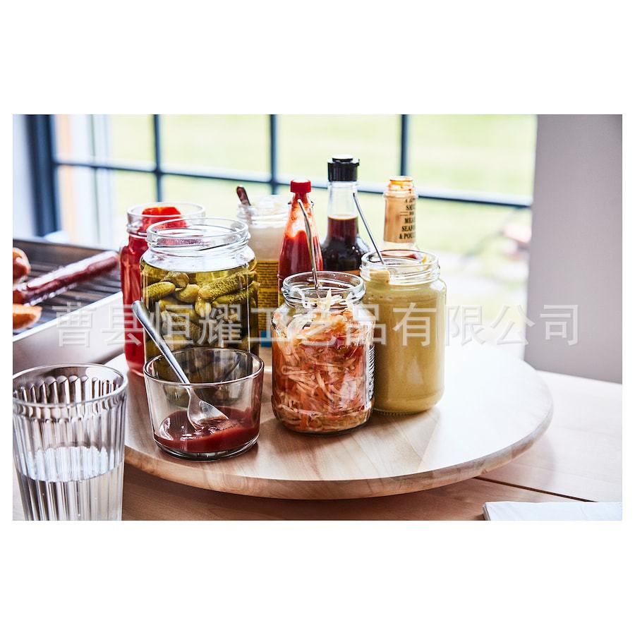 跨境简约橡胶木托盘家用桌面可旋转收纳盘实木圆形懒人托盘展示架