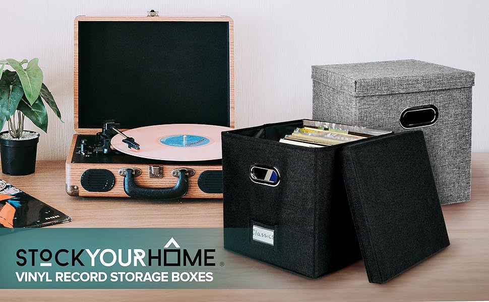 fabric storage bin for vinyl records