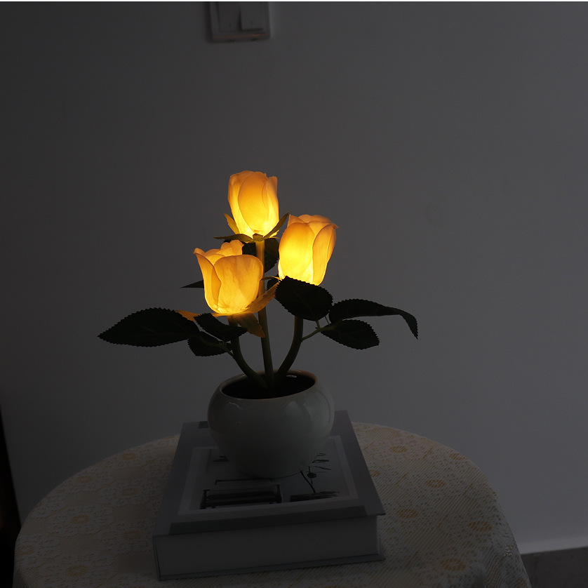 香槟玫瑰陶瓷盆无极调光款