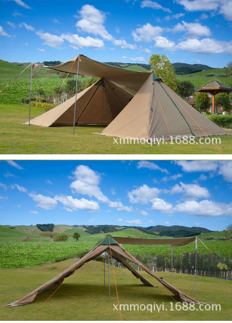 莫崎户外超大天幕6_7双峰天幕遮阳棚野营炊事帐沙滩凉棚防雨凉