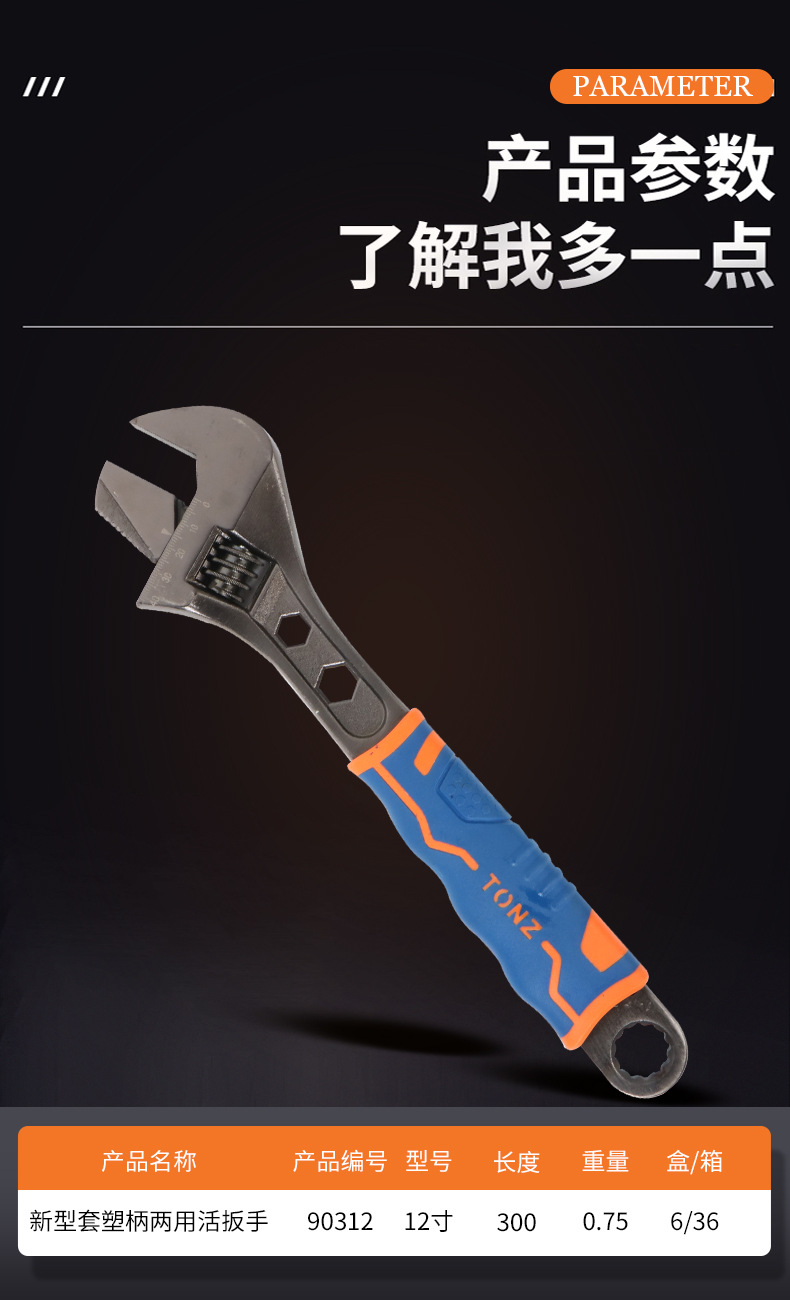新型套塑柄两用活扳手