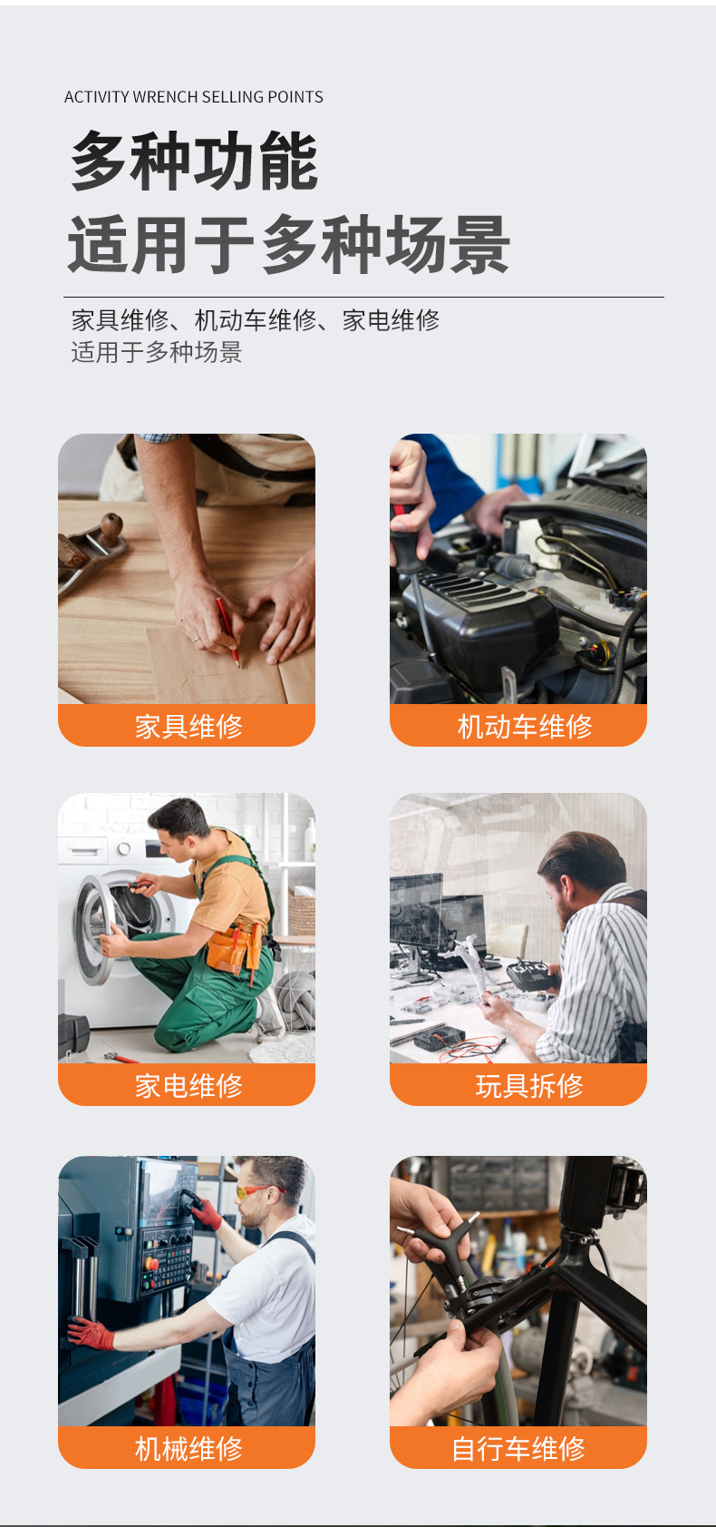 新型套塑柄两用活扳手