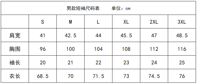 韩版 男短尺码表.png