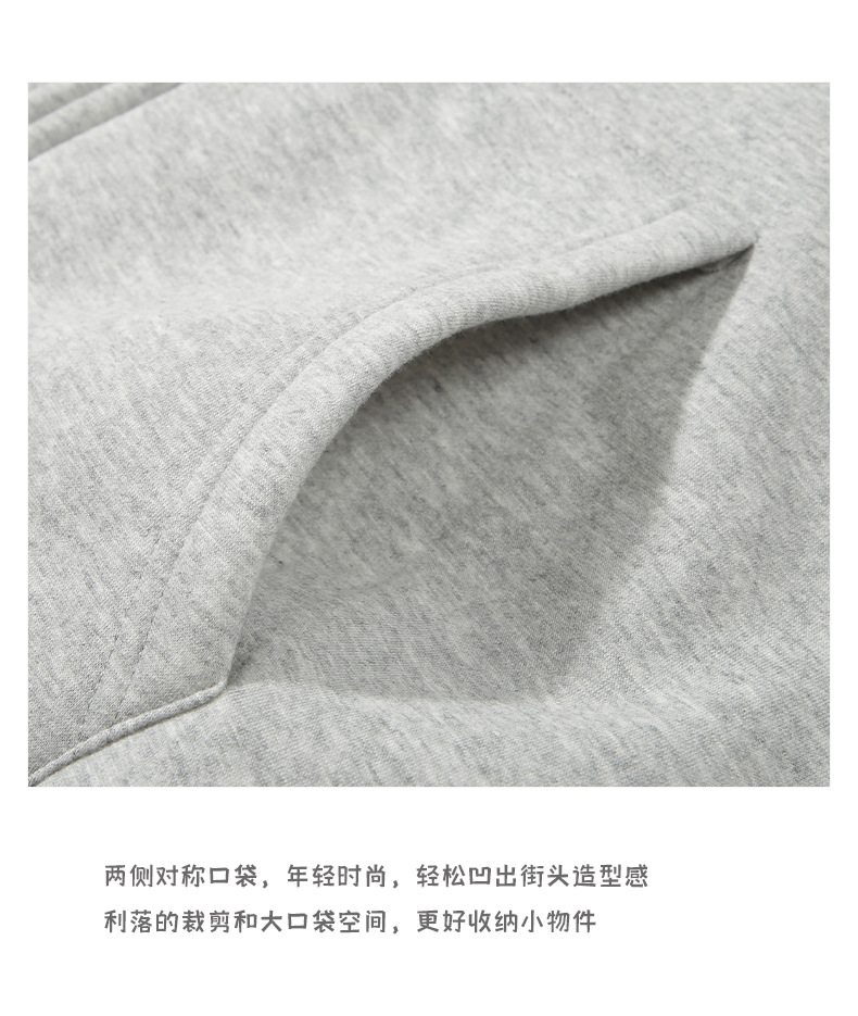 登爵工厂2023秋冬新款340g加绒宽松拉链连帽卫衣摇粒针织